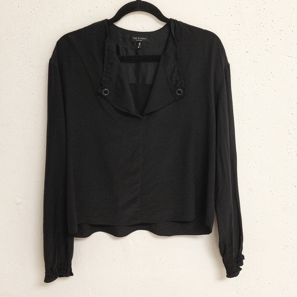 Rag and Bone Silk Blouse with Grommet Accents Sz M